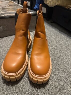 Madden Girl Chunky Chelsea Boots in Cognac Brown